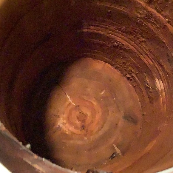 Vintage Hand Carved Wood Floral Pattern Ice Bucket With Lid Handle - Picture 10 of 12